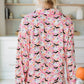Halloween ghost print button-up top and pants lounge set.