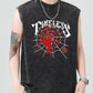 Men's black spider graphic tank top with a silver chain necklace.