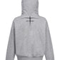 Men's gray devil horn zip-up hoodie with a graphic design on the back.