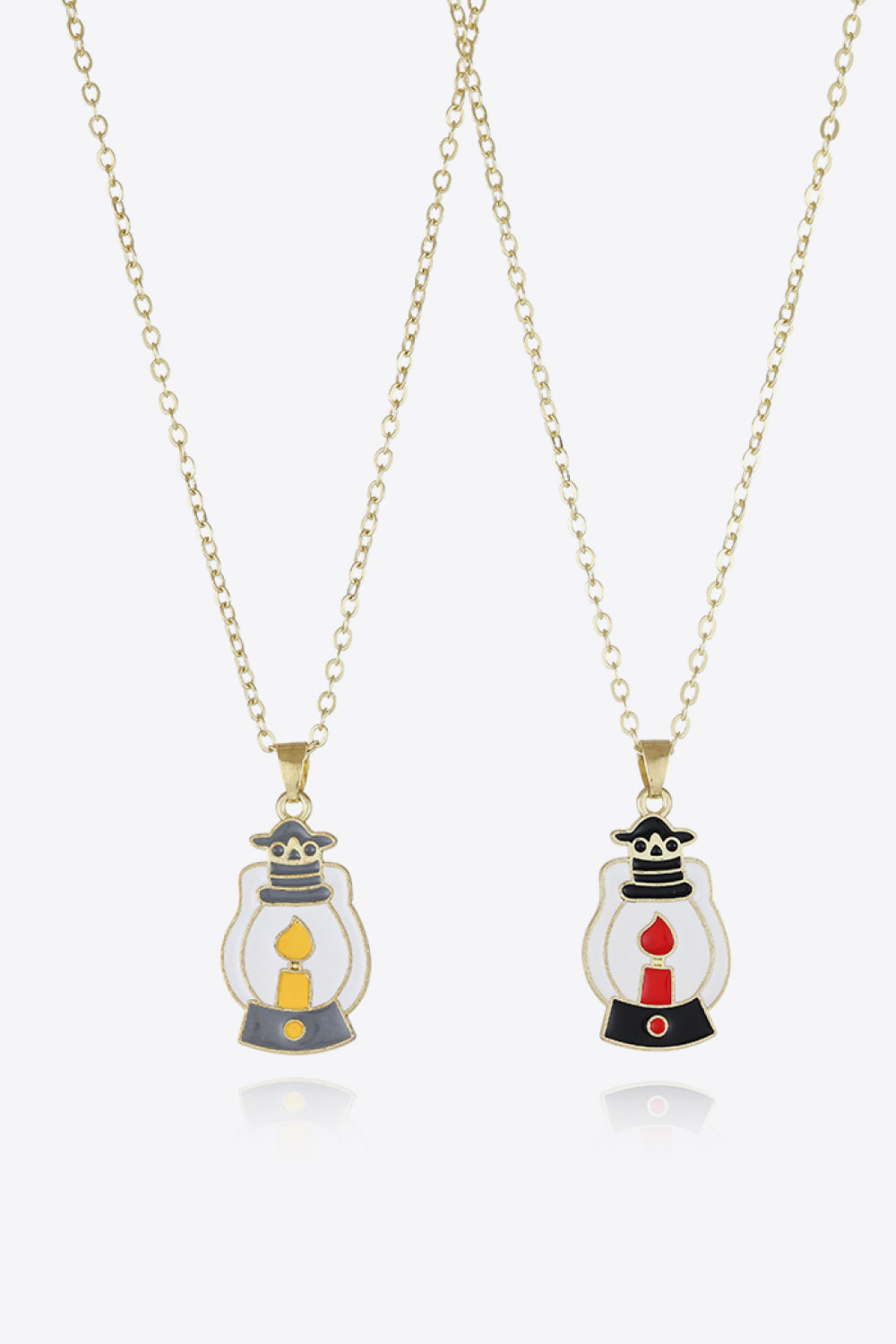 Two-piece Halloween theme necklace set with lantern pendants.